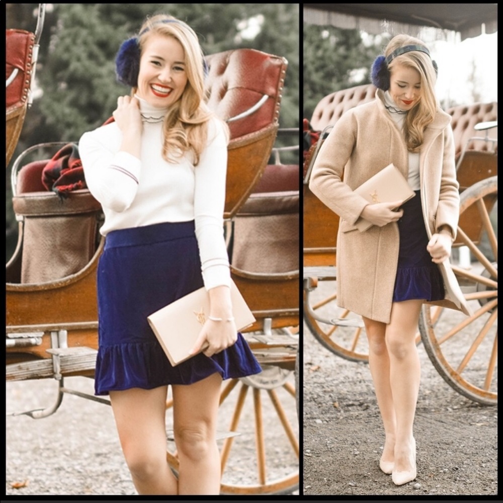 NWT J. Crew velvet peplum violet skirt